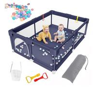Aocase Parc Bebe, Petit Parc Enfant pour Appartement Parcs bébé en Tissu Oxford, Parc Enfant avec Maille Respirante, Centre d'activités pour Enfants avec Balle 2 Anneaux,Dark Blue,150x200x60cm