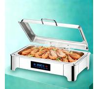 Aocay Chafing Dish Électrique 9L, Chafing Dish Buffet Chauffant Electrique Température Réglable, Acier Inoxydable Chauffe Plat Buffet Électrique avec Couvercle en Verre pour Restaurants(Full Pan)
