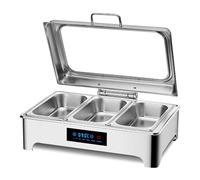 Aocay Chafing Dish Electrique 9L, Chauffe-Plats Électrique Acier Inoxydable, Professionnels Buffet Chauffant Electrique avec Touche Intelligente pour Restaurant, Fête, Rassemblement (1/3)