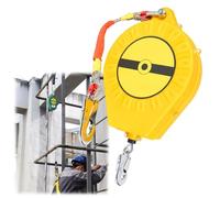 Aocay Dispositif Antichute a Rappel Automatique, 150 kg Harnais de Securite Anti Chute Toiture, 3-20m Dispositif Anti Chute Rétractable Toiture avec Crochet Autobloquant(Jaune,5m)