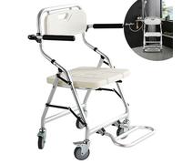 Aocay Fauteuil Roulant Douche, Tabouret de Douche sur Roulette, Chaise pour Douche Adulte Handicapé, Siège de Douche avec Accoudoirs - Robuste et Durable - Imperméable et Antirouille