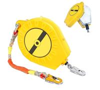 Aocay Harnais de Securite Anti Chute Toiture, 150 kg Dispositif Antichute a Rappel Automatique, Vert/Jaune Protection Antichute Rétractable Travaux sur Toit et Aériens(Jaune,10 Mètres)