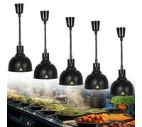 Aocay Lampe Chauffante Cuisine Professionnelle, Commercial Lampe Chauffante Alimentaire, Réglable Lampe Chauffe Plat Cuisine Buffet, Hauteur Réglable de 60-180cm, 250W(B-25cm,5)