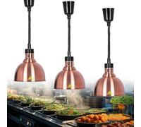 Aocay Lampe Chauffante Cuisine Professionnelle, Commercial Lampe Chauffante Alimentaire, Réglable Lampe Chauffe Plat Cuisine Buffet, Hauteur Réglable de 60-180cm, 250W(C-25cm,3)