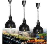 Aocay Lampe Chauffante Cuisine Professionnelle, Commercial Lampe Chauffante Alimentaire, Réglable Lampe Chauffe Plat Cuisine Buffet, Hauteur Réglable de 60-180cm, 250W(B-25cm,3)