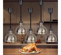 Aocay Lampe Chauffante Cuisine Professionnelle, Lampe Chauffe Plat Buffet Suspendue Hauteur Réglable, 250W Lampe Chauffante Alimentaire Réglable pour Hôtels, Buffets et Cuisines(A-25cm, 5 Pièces)