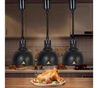 Aocay Lampe Chauffante Cuisine Professionnelle, Lampe Chauffe Plat Buffet Suspendue Hauteur Réglable, 250W Lampe Chauffante Alimentaire Réglable pour Hôtels, Buffets et Cuisines(C-25cm, 3 Pièces)