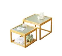 AOCDNEK Tables Basses en Bambou 2 pièces avec Plateaux en Verre empilables for Un Rangement Peu encombrant, idéales for Les Salons et Les Bureaux(Natural)