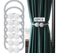 Aoche Lot de 6 embrasses magnétiques pour rideaux - Pour maison, bureau, hôtel, décoration de fenêtre (gris)