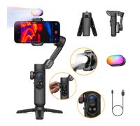 AOCHUAN-Ensemble de stabilisateur de cardan intelligent,kit Smart X Pro,lumière magnétique RVB,écran OLED,roue de mise au point à lumière LED,noir,3 axes - Type Xpro Black Kit
