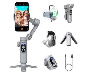 AOCHUAN Smart X Pro Stabilisateur de cardan pour Smartphone avec détection de Visage lumière LED Gimbal de téléphone Pliable à 3 Axes Portable de iPhone16 15 14 13 12Pro/Max Galaxy S24 Youtube TikTok