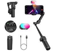 AOCHUAN Smart X2 Stabilisateur de cardan pour Smartphone avec Rotation à 360°, écran OLED, Tige d'extension intégrée de 20 cm, lumière de Remplissage RVB réglable 7 Couleurs, idéal pour Les Prises de