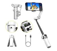 AOCHUAN Smart X2 Stabilisation du gimbal pour smartphone, gimbal à 3-axes avec barre d'extension de 7,8 pouces et écran OLED - Blanc