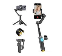 AOCHUAN Stabilisateur à cardan 3 Axes pour iPhone avec Reconnaissance faciale, cardan pour Smartphone avec Ouverture trépied en Un clic, stabilisateur télécommande et Tige 50 cm d'extension, Smart X3