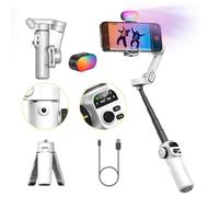 AOCHUAN Stabilisateur de cardan pour iPhone avec lumière de remplissage magnétique RVB, cardan pliable avec tige d'extension de 2,8 m et écran OLED pour vlogging et réalisation de films, compatible