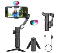 AOCHUAN-Stabilisateur de cardan pour smartphone,kit de recrutement intelligent,vidéo iPhone,lumière de remplissage magnétique statique,cardan Android pliable à 3 axes - Type Smart XE Kit