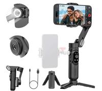 AOCHUAN Stabilisateur professionnel à 3 axes pour iPhone 15/14 Pro Android avec suivi du visage, filetage 6,35 mm, lumière de remplissage intégrée, enregistrement vidéo portable pour smartphone pour