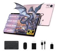 AOCWEI Android 13 Tablette 11 Pouces Écran 2K Octa-Core 16Go+256Go (512Go TF) 5G WiFi |2000 * 1200 |8600mAh |4 Haut parleurs |13MP+2MP+5MP |Bluetooth 5.0| Tablette avec Clavier et Souris |Or Rose