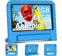 AOCWEI Tablette enfant Android 13 7" pour enfants, 7 Go de RAM 64 Go de ROM/TF 512 Go, contrôle parental, éducation des enfants + jeux, double caméra | WiFi6| BT5.0 | Tablette avec étuis (bleu)