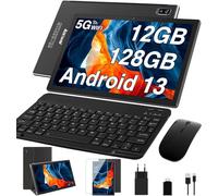AOCWEI Tablette PC Android 12 10" avec 5G + 2,4 GWiFi, 4 Go de RAM 64 Go de ROM 128 Go Expandable, Batterie 8000 mAh, 5 MP + 8 MP, Octa-Core | 2,0 Ghz | Bluetooth 4.2 | et Stylet Clavier Souris -Noir