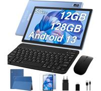 AOCWEI Tablette PC Android 12 10" avec 5G + 2.4GWiFi, 4GB RAM 64GB ROM 128GB Expandable, Batterie 8000mAh, 5MP + 8MP, Octa-Core | 2.0Ghz | Bluetooth 4.2 | et Stylet Clavier Souris - Bleu