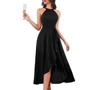 AOCZZ Robe de soirée longue avec dos nu pour invité de mariage Vokuhila | Ligne trapèze, dos nu, volants, matériau opaque et respirant, idéal pour un gala, une soirée, un bal et une remise de diplôme
