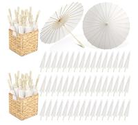 Aodaer Parapluies de mariage en papier avec boîtes de rangement - 60 cm - Blanc - Décoration chinoise japonaise - Artisanat - Peinture - Accessoires de photographie - Fête de mariage