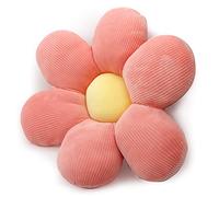 Aodafei Coussin Fleur Oreiller Peluche,Coussin en Forme de Fleur Kawaii,Coussin Decoratif Forme de Fleur pour Chaise Canape Sol,Coussin Forme Fleur de Marguerite Rose,35-40 cm