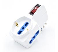 AODENER Adattatore salvaspazio Bianco, 2 Prese Italiane 10/16A e 1 Presa Schuko 10/16A, Spina Italiana 10A, Con protezione sovraccarico Ed interruttore