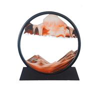 Aoderun Sablier Decoratif 20cm Sablier 3d Art Dynamique Peinture de Sable Qui Coule Rond Cadre Sable Mouvant Deco Bureau Salon Maison (Orange,20cm)