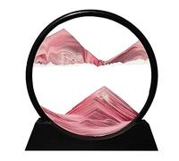 Aoderun Sablier Decoratif 20cm Sablier 3d Art Dynamique Peinture de Sable Qui Coule Rond Cadre Sable Mouvant Deco Bureau Salon Maison (Rose,20cm)