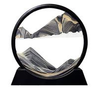 Aoderun Sablier Decoratif 20cm Sablier 3d Art Dynamique Peinture de Sable Qui Coule Rond Cadre Sable Mouvant Deco Bureau Salon Maison (Nouveau Noir,20cm)