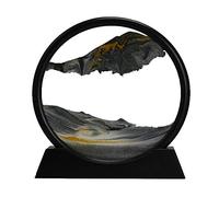 Aoderun Sablier Decoratif 20cm Sablier 3d Art Dynamique Peinture de Sable Qui Coule Rond Cadre Sable Mouvant Deco Bureau Salon Maison (Noir,28cm)