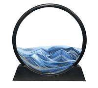 Aoderun Sablier Decoratif 20cm Sablier 3d Art Dynamique Peinture de Sable Qui Coule Rond Cadre Sable Mouvant Deco Bureau Salon Maison (Bleu,28cm)