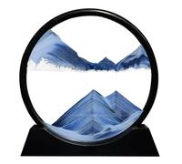 Aoderun Sablier Decoratif 20cm Sablier 3d Art Dynamique Peinture de Sable Qui Coule Rond Cadre Sable Mouvant Deco Bureau Salon Maison (Nouveau Bleu,20cm)
