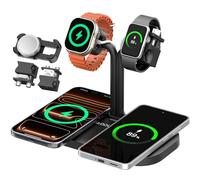 AODUKE Station de charge 4 en 1, chargeur sans fil double téléphone et double montre intelligente/support de bracelet, compatible avec iPhone, Samsung et Google, pour AirPods, Galaxy Fit, Xiaomi