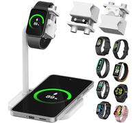 AODUKE Station de charge universelle sans fil 2 en 1 avec support de bracelet intelligent réglable, compatible avec Samsung/Xiaomi/Fitbit/Amazfit/Fitpolo/GRV/AGPTEK/Fire-Boltt (03SW-W)