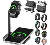 AODUKE Station de charge universelle sans fil 2 en 1 avec support de bracelet intelligent réglable, compatible avec Samsung/Xiaomi/Amazfit/Fitpolo/GRV/AGPTEK/Fire-Boltt (03SW-B)