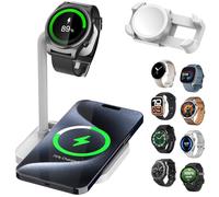 AODUKE Support de charge sans fil 2 en 1 pour Samsung/Apple/Google Station de charge, pour Huawei GT/Samsung Galaxy/Pixel/Garmin/Diesel/Fossil/Fitbit/Skagen/Michael/Galaxy/GT Watch Bracket Base