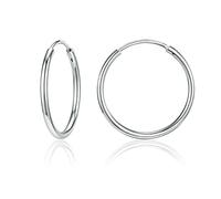 AoedeJ 925 Créoles Boucles d'Oreilles Argent, Ronde Boucle d'Oreille Pendantes Piercing Oreille, Hypoallergénique Nez LèVre Anneaux, Argent Creoles Boucles d Oreilles pour Femme Fille (16mm)