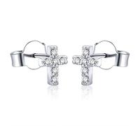 AoedeJ Boucle D'Oreille En Argent 925, Croix Religieux Argent Boucle D Oreille Femme, Zircone Petites Boucles D'Oreilles Pour Fille Enfant Boucle D'Oreille Bijoux (Style 1)