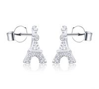 AoedeJ Boucles d'oreilles hypoallergéniques Paris Tour Eiffel en argent sterling 925 petites boucles d'oreilles cadeau pour femme (Style 2)