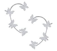 AoedeJ Papillon Oreille Cuff Zircon Boucles d'Oreilles Autour d'Oreille Crochet Boucles d'Oreilles pour Jeunes Filles (Argent)