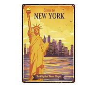 aoeiu New York Affiche en métal Décoration Murale Nostalgique Peinture en Fer Rétro Plaque Signe en Fer Blanc pour Lounge Cafe Shop Bar