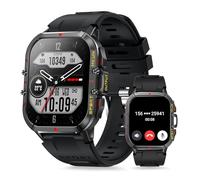Aoekne Montre Connectée Homme avec Appels Bluetooth 1,96'' Smartwatch Militaire avec 100+ Modes Sportifs Moniteur Fréquence Cardiaque Tensiomètre Étanche Montre Intelligente pour Android iOS (Noir)