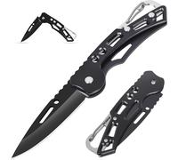 Aoelgoo 2 Pieces Pocket Knife Folding Knife Keychain Mini Knife Edc Knife For Outdoor Camping (Black)
