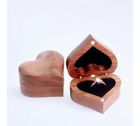 Aoerway Boîte à bagues en bois, marron foncé, 6,1 x 5,1 x 3 cm (cœur)