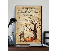 Aoevc Poster humoristique en métal « It's the Most Wonderful Time of the Year Autumn Fall Cat Meow » pour maison, bar, café, décoration murale pour maison, garage, homme, grotte, 15,2 x 20,3 cm
