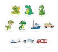 AOEVUIR 10 Pcs Apprentissage Propreté Enfant Autocollant Réutilisables Autocollant Magique pour Pot d'Apprentissage de la Propreté pour Garçons Filles avec 10 Motifs Dinosaure Voiture Avion