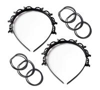 AOEVUIR 2 Pcs Bangs Hairpin Double Bangs coiffure épingle à cheveux Braid Hairband serre-tête de bande de cerceau de cheveux pour femmes avec pince de torsion(Avec 6 élastiques à cheveux)